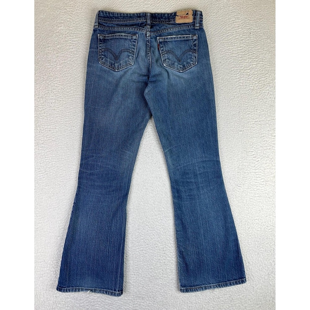 Levis 518 Superlow Bootcut Jeans Juniors 1S Blue Wash Low Rise Stretch Denim - Picture 2 of 15